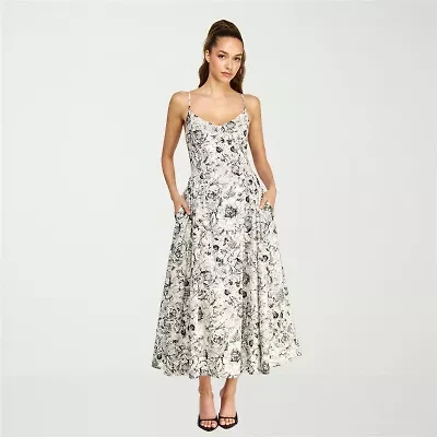 belle vie Womens Sleeveless Midi A-Line Dress