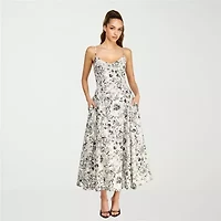 belle vie Womens Sleeveless Midi A-Line Dress