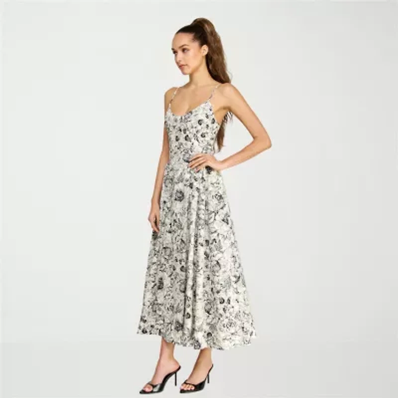 belle vie Womens Sleeveless Midi A-Line Dress