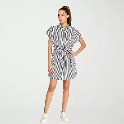 belle vie Womens Short Sleeve Shirt Dress