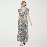 24seven Comfort Apparel Womens Sleeveless Abstract Maxi Dress