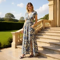 24seven Comfort Apparel Womens Sleeveless Abstract Maxi Dress