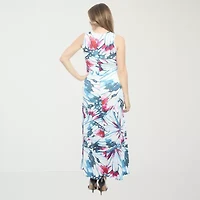 24seven Comfort Apparel Womens Sleeveless Abstract Maxi Dress