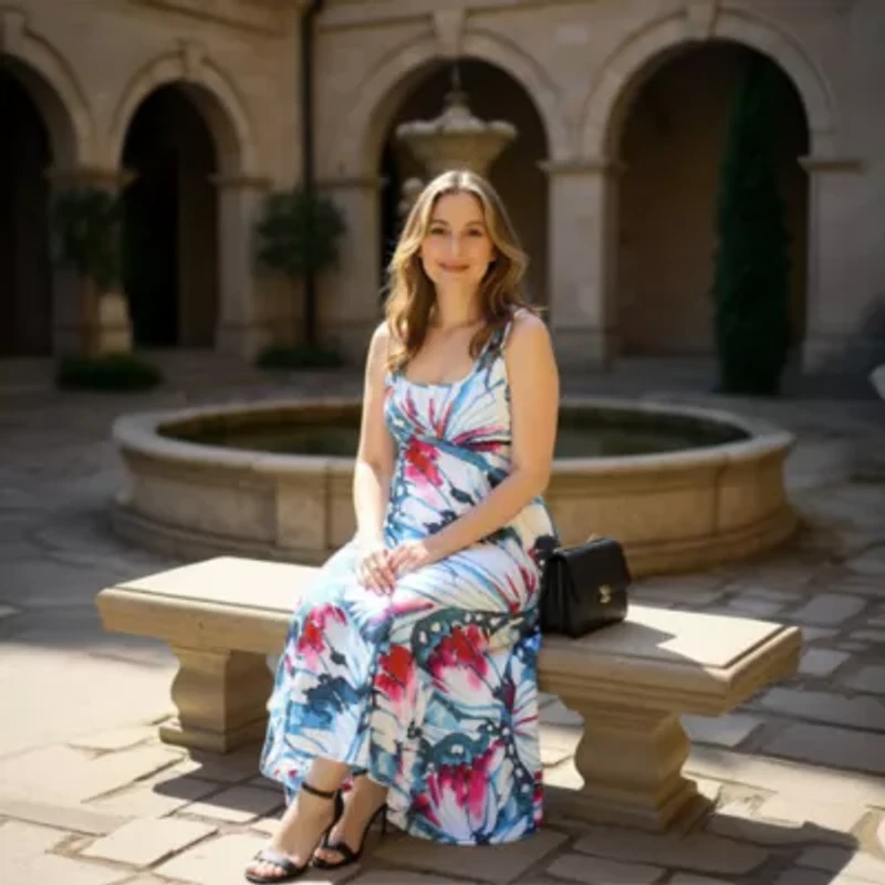 24seven Comfort Apparel Womens Sleeveless Abstract Maxi Dress