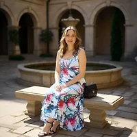 24seven Comfort Apparel Womens Sleeveless Abstract Maxi Dress