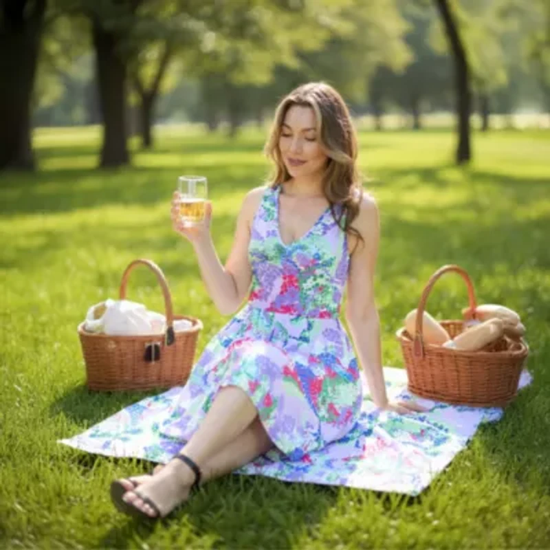 24seven Comfort Apparel Womens Sleeveless Paisley Midi Fit + Flare Dress