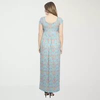 24seven Comfort Apparel Womens Short Sleeve Paisley Maxi Dress