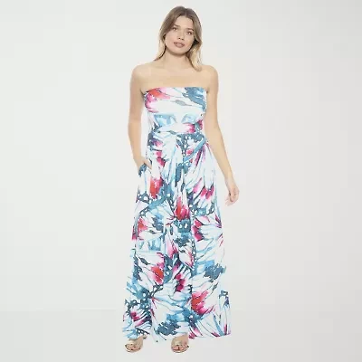 24seven Comfort Apparel Womens Sleeveless Abstract A-Line Dress