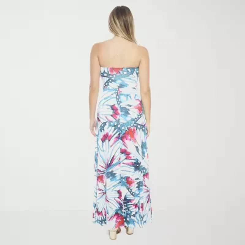 24seven Comfort Apparel Womens Sleeveless Abstract A-Line Dress