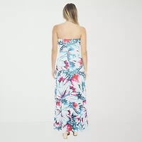 24seven Comfort Apparel Womens Sleeveless Abstract A-Line Dress