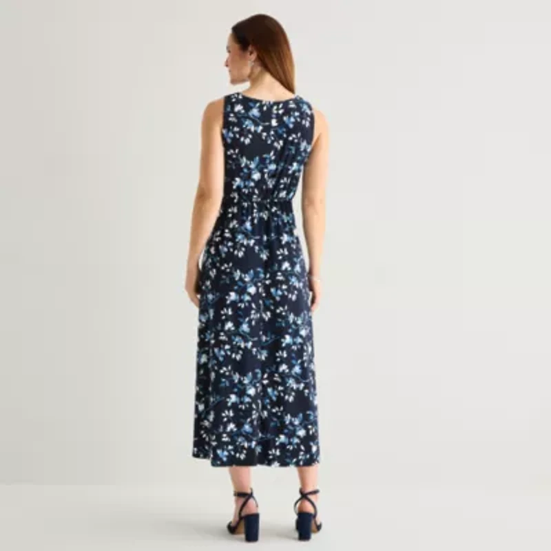 Studio 1 Womens Sleeveless Floral Maxi Dress