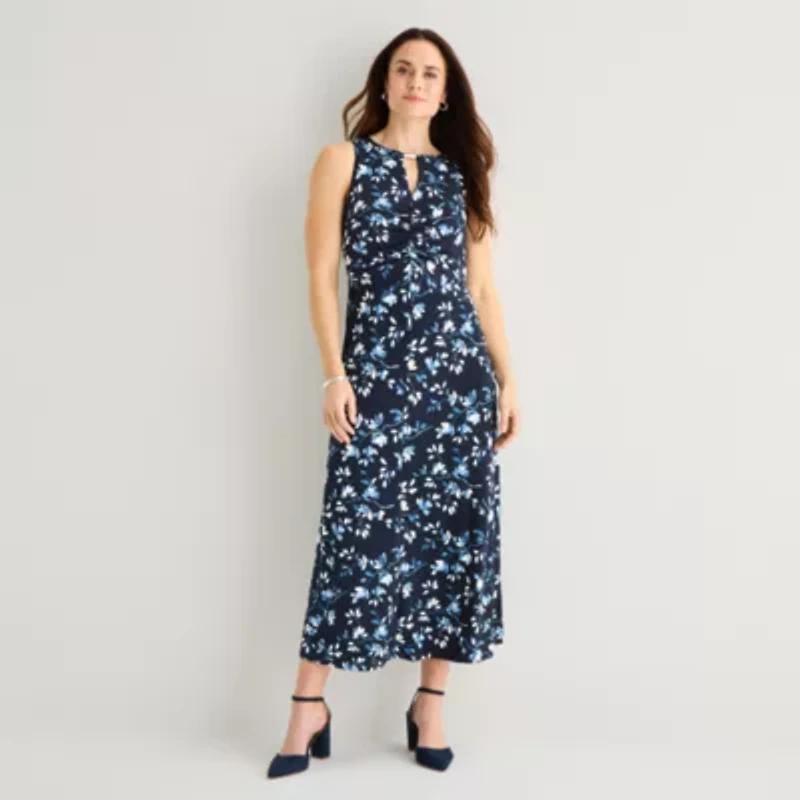 Studio 1 Womens Sleeveless Floral Maxi Dress
