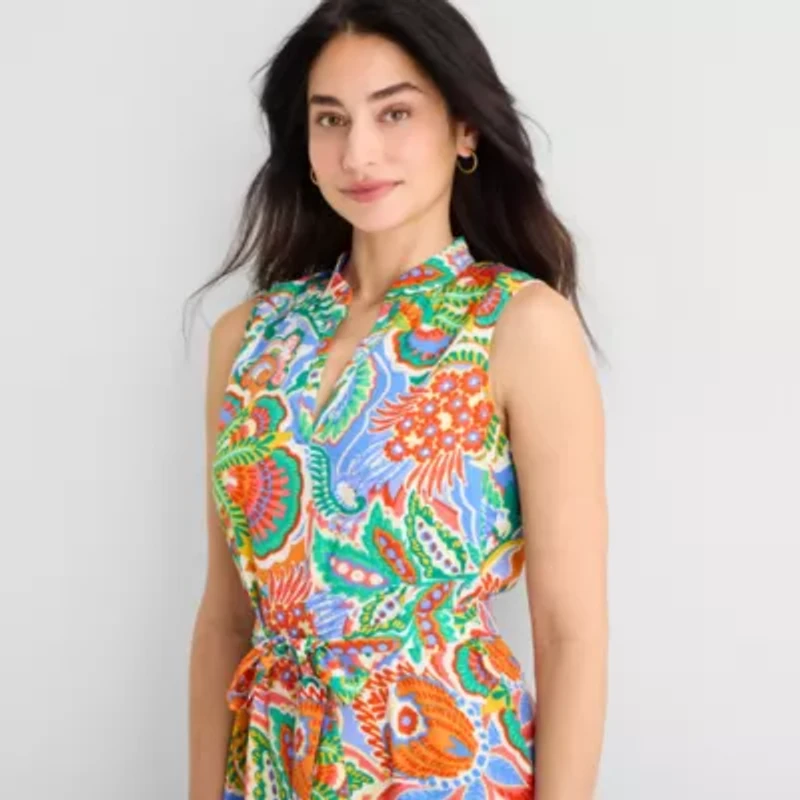 Willow Glenn Womens Sleeveless Floral Fit + Flare Dress