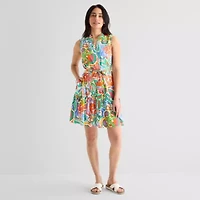 Willow Glenn Womens Sleeveless Floral Fit + Flare Dress