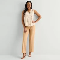 Black Label by Evan-Picone Womens V Neck Sleeveless Satin Blouse