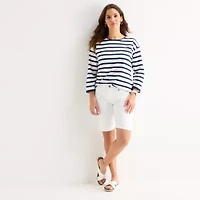 St. John's Bay Womens Tall Crew Neck 3/4 Sleeve Blouse