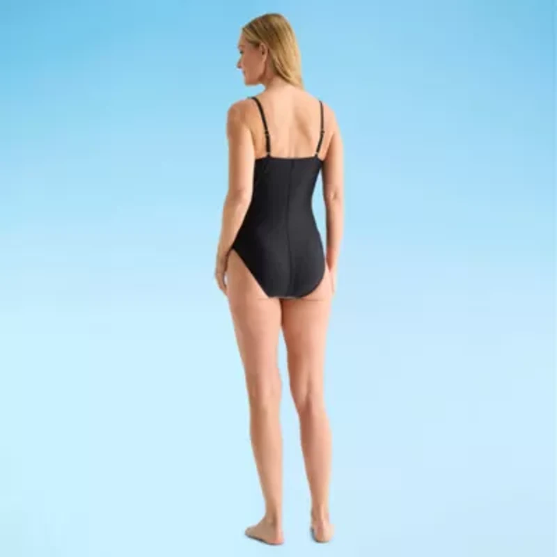 Liz Claiborne Womens Striped One Piece Swimsuit