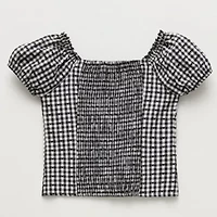 Eyeshadow Big Kid Girls Straight Neck Short Sleeve Babydoll Top