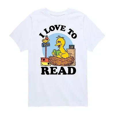 Big Bird Love To Read Little & Kid Boys Crew Neck Short Sleeve Regular Fit Sesame Street Graphic T-Shirt