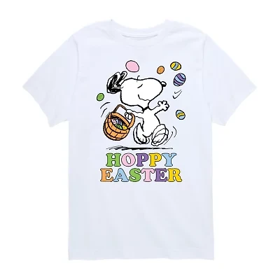 Hoppy Easter Little & Big Kid Boys Crew Neck Short Sleeve Regular Fit Peanuts Snoopy Graphic T-Shirt