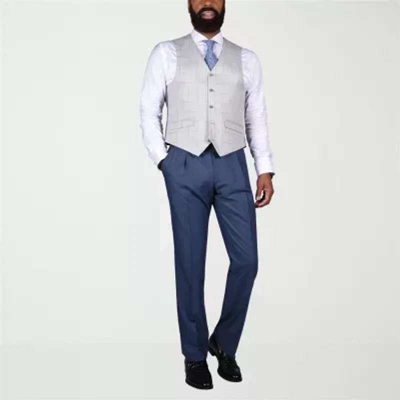 Steve Harvey Mens Stretch Fabric Classic Fit Pleated Front Suit Pant