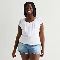 Forever 21 Womens Juniors Plus V Neck Short Sleeve T-Shirt