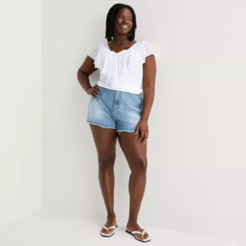 Forever 21 Womens Juniors Plus V Neck Short Sleeve T-Shirt