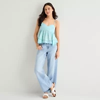 Arizona Womens Juniors Sleeveless Babydoll Top