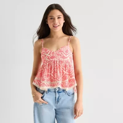 Arizona Womens Juniors Sleeveless Babydoll Top