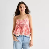 Arizona Womens Juniors Sleeveless Babydoll Top