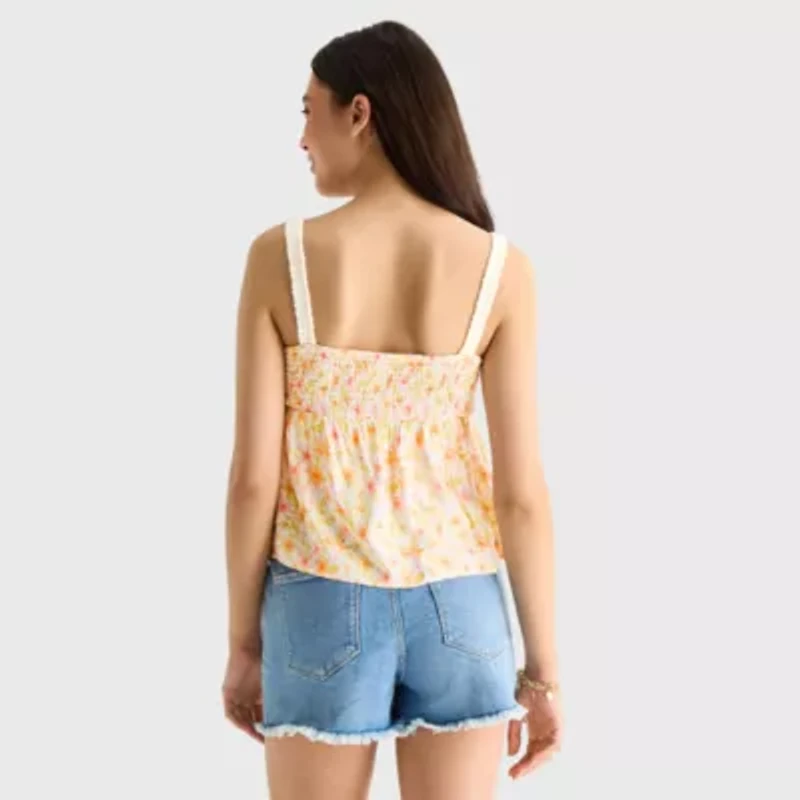 Arizona Womens Juniors Square Neck Sleeveless Tank Top