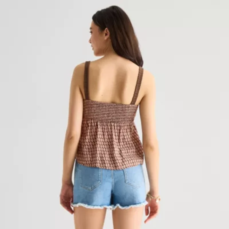 Arizona Womens Juniors Square Neck Sleeveless Tank Top