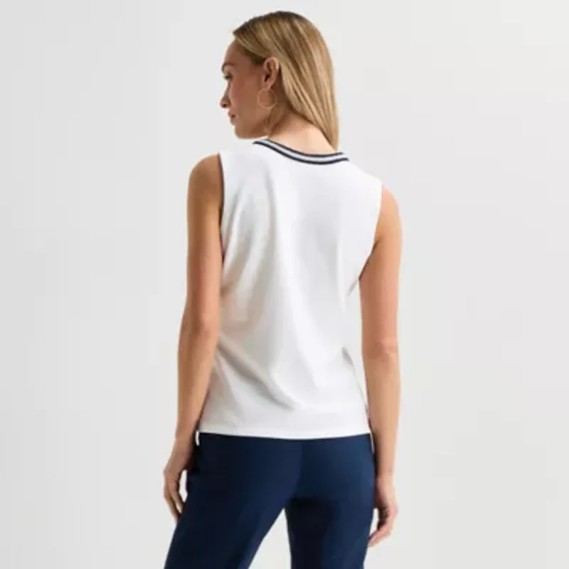 Liz Claiborne Womens V Neck Sleeveless Blouse