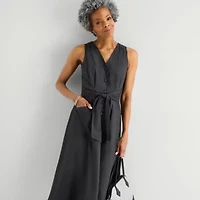 Liz Claiborne Womens Sleeveless Midi A-Line Dress