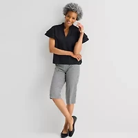 Liz Claiborne Womens Split Crew Neck Blouse