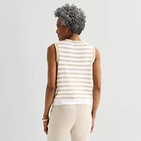 Liz Claiborne Womens Crew Neck Button Sweater Vest
