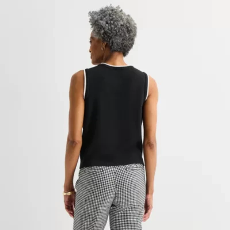 Liz Claiborne Womens Crew Neck Button Sweater Vest
