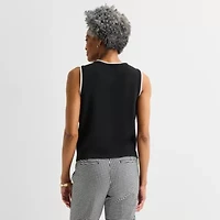 Liz Claiborne Womens Crew Neck Button Sweater Vest