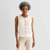Liz Claiborne Womens Crew Neck Button Sweater Vest
