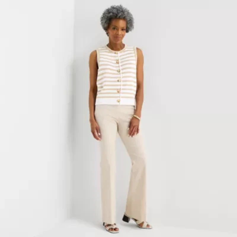 Liz Claiborne Womens Crew Neck Button Sweater Vest