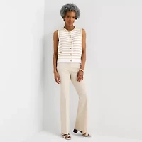 Liz Claiborne Womens Crew Neck Button Sweater Vest