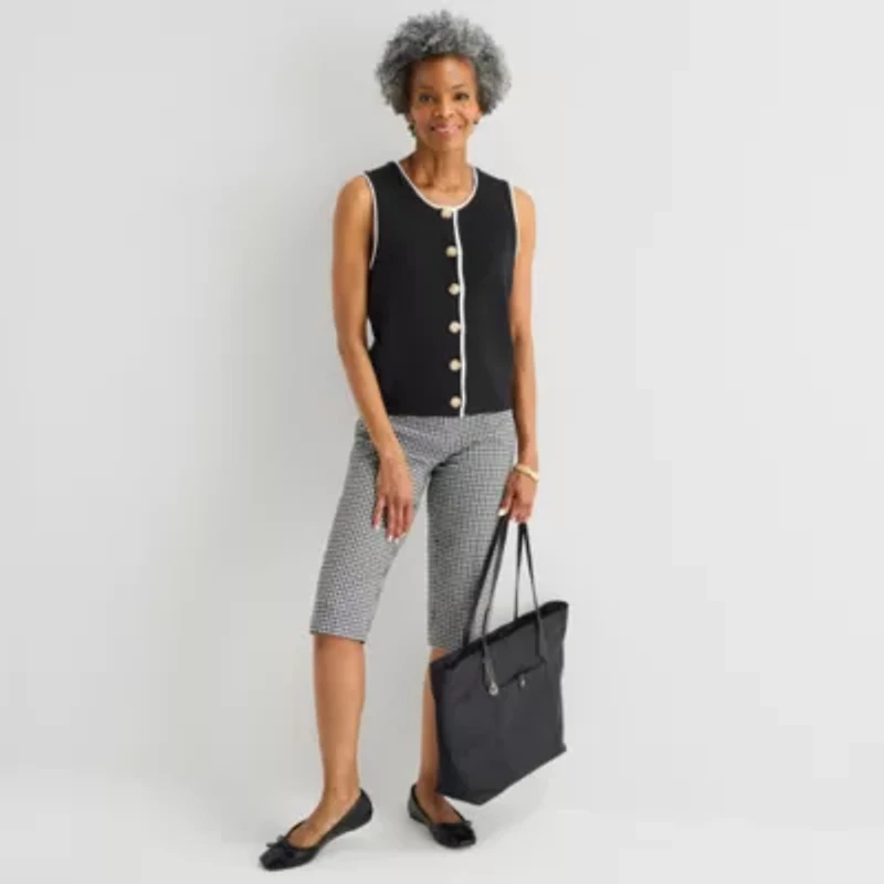Liz Claiborne Womens Crew Neck Button Sweater Vest