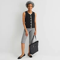 Liz Claiborne Womens Crew Neck Button Sweater Vest