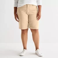St. John's Bay Womens 11" Mid Rise Plus Bermuda Short