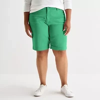 St. John's Bay Womens 11" Mid Rise Plus Bermuda Short