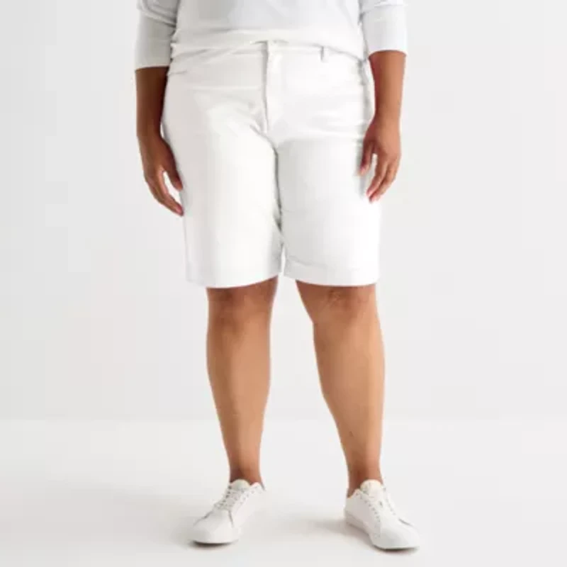 St. John's Bay Womens 11" Mid Rise Plus Bermuda Short