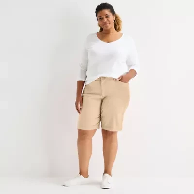 St. John's Bay Womens 11" Mid Rise Plus Bermuda Short