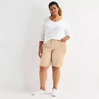 St. John's Bay Womens 11" Mid Rise Plus Bermuda Short