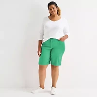 St. John's Bay Womens 11" Mid Rise Plus Bermuda Short