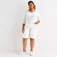 St. John's Bay Womens 11" Mid Rise Plus Bermuda Short